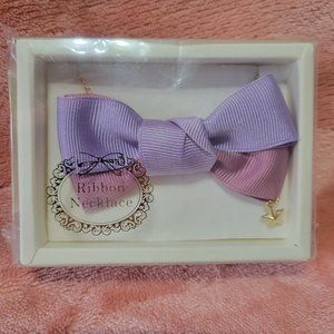 Uta no Prince-sama Mikaze Ai Purple Ribbon Bow Necklace or Pin + Card NIP